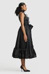 Buy_Gauri & Nainika_Black Pure Organza Ruffle Halter Neck Midi Dress _Online_at_Aza_Fashions