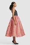 Buy_Gauri & Nainika_Black Mikado Checks Plunge Pattern Midi Dress _Online_at_Aza_Fashions