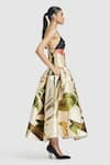 Buy_Gauri & Nainika_Ivory Mikado Embroidered Botanical Plunge Drop Waist Midi Dress _Online_at_Aza_Fashions