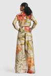 Shop_Gauri & Nainika_Brown Chanderi Printed Carnation Wide Leg Trouser _at_Aza_Fashions