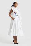 Gauri & Nainika_White Cotton Embroidery Sequin One Shoulder Neck Bloom Ruffled Dress _Online_at_Aza_Fashions