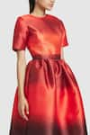 Buy_Gauri & Nainika_Red Mikado Ombre Round Neck Pattern Midi Dress _Online_at_Aza_Fashions