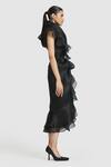 Shop_Gauri & Nainika_Black Organza Solid Shawl Collar Wrap Midi Dress _Online_at_Aza_Fashions