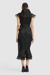 Shop_Gauri & Nainika_Black Organza Solid Shawl Collar Wrap Midi Dress _at_Aza_Fashions