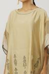 Buy_Neeta Bhargava_Beige Chanderi Hand Painted Round Kaftan And Pant Set  _Online_at_Aza_Fashions