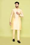 Buy_Arihant Rai Sinha_Beige Dupion Silk Embroidery Solid Mandarin Neck Kurta With Pant _at_Aza_Fashions