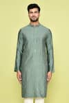 Shop Arihant Rai Sinha Green Silk, Cotton Mirrors Embroidered Kurta With Pant Online at Aza Fashions Shop_Arihant Rai Sinha_Green Silk, Cotton Mirrors Embroidered Kurta With Pant _Online_at_Aza_Fashions