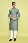 Shop Arihant Rai Sinha Green Silk, Cotton Mirrors Embroidered Kurta With Pant Shop_Arihant Rai Sinha_Green Silk, Cotton Mirrors Embroidered Kurta With Pant