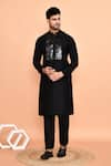 Buy_Arihant Rai Sinha_Black Silk Embroidery Geometric Kurta With Pant _at_Aza_Fashions