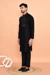 Shop_Arihant Rai Sinha_Black Silk Embroidery Geometric Kurta With Pant _Online_at_Aza_Fashions