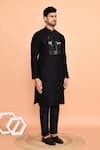 Arihant Rai Sinha_Black Silk Embroidery Geometric Kurta With Pant _at_Aza_Fashions