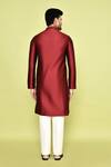 Shop_Arihant Rai Sinha_Maroon Silk Plain Mandarin Collar Kurta With Pant _at_Aza_Fashions