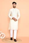 Buy_Arihant Rai Sinha_Cream Silk Embroidery Mirror Kurta With Pant _at_Aza_Fashions