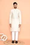 Buy_Arihant Rai Sinha_Cream Silk Embroidery Mirror Kurta With Pant _Online_at_Aza_Fashions