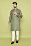 Buy_Arihant Rai Sinha_Green Cotton Embroidery Neck Kurta With Pant _at_Aza_Fashions