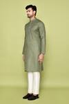 Shop_Arihant Rai Sinha_Green Cotton Embroidery Neck Kurta With Pant _Online_at_Aza_Fashions