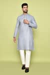 Buy_Arihant Rai Sinha_Grey Cotton Embroidery Abstract Neck Kurta With Pant 