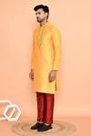 Shop_Arihant Rai Sinha_Yellow Cotton Embroidery Kurta With Pant _Online_at_Aza_Fashions