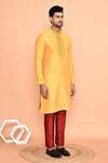 Arihant Rai Sinha_Yellow Cotton Embroidery Kurta With Pant _at_Aza_Fashions