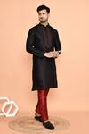 Arihant Rai Sinha_Black Denim, Silk Embroidery Thread Kurta With Pant _at_Aza_Fashions