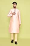 Buy_Arihant Rai Sinha_Pink Kurta Dupion Silk Embroidered Thread And Pant Set _at_Aza_Fashions