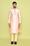 Buy_Arihant Rai Sinha_Pink Kurta Dupion Silk Embroidered Thread And Pant Set _Online_at_Aza_Fashions