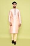 Buy_Arihant Rai Sinha_Pink Kurta Dupion Silk Embroidered Thread And Pant Set 