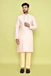 Buy_Arihant Rai Sinha_Pink Silk Embroidered Thread Mirror Kurta And Pant Set _at_Aza_Fashions