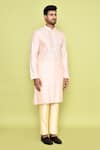 Shop_Arihant Rai Sinha_Pink Silk Embroidered Thread Mirror Kurta And Pant Set _Online_at_Aza_Fashions