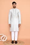 Arihant Rai Sinha_White Silk, Cotton Mirrors, Embroidery Work Kurta Set _Online_at_Aza_Fashions