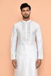 Buy_Arihant Rai Sinha_White Silk, Cotton Mirrors, Embroidery Work Kurta Set _Online_at_Aza_Fashions