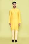 Buy_Arihant Rai Sinha_Yellow Silk Mirrors, Embroidery Thread Kurta With Pant_Online_at_Aza_Fashions
