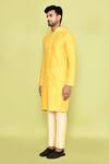 Arihant Rai Sinha_Yellow Silk Mirrors, Embroidery Thread Kurta With Pant_at_Aza_Fashions