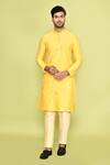 Shop_Arihant Rai Sinha_Yellow Silk Mirrors, Embroidery Thread Kurta With Pant