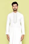 Shop_Arihant Rai Sinha_Cream Cotton Embroidery Thread Placement Kurta With Pant _Online_at_Aza_Fashions