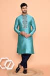 Buy_Arihant Rai Sinha_Blue Silk Embroidery Floral Thread Kurta With Pant_at_Aza_Fashions