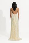 Deme by Gabriella_Off White Malai Lycra Ruffle Halter Neck Ela Dress _Online_at_Aza_Fashions