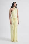 Shop_Deme by Gabriella_Yellow Embroidered One Shoulder Lidia Dress _Online_at_Aza_Fashions