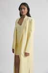 Shop_Deme by Gabriella_Yellow Ferrari Solid Coat Lapel Collar Nicole Long With Short Dress _at_Aza_Fashions