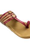 Shop_The Madras Trunk_Maroon Haiku Ruhi Plain Kolhapuri Flats _Online_at_Aza_Fashions