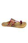 The Madras Trunk_Maroon Haiku Ruhi Plain Kolhapuri Flats _at_Aza_Fashions