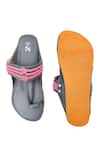 Shop_The Madras Trunk_Grey Plain Haiku Ruhi Contrast Braided Kolhapuri Flats _at_Aza_Fashions
