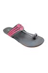 Buy_The Madras Trunk_Grey Plain Haiku Ruhi Contrast Braided Kolhapuri Flats _Online_at_Aza_Fashions