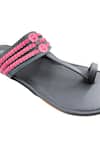 Shop_The Madras Trunk_Grey Plain Haiku Ruhi Contrast Braided Kolhapuri Flats _Online_at_Aza_Fashions