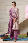 Buy_Saundh_Purple Kurta And Pant 100% Cotton(cambric) Printed Floral Kaur Anarkali Set _at_Aza_Fashions