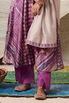 Shop_Saundh_Purple Kurta And Pant 100% Cotton(cambric) Printed Floral Kaur Anarkali Set _Online_at_Aza_Fashions