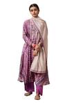 Saundh_Purple Kurta And Pant 100% Cotton(cambric) Printed Floral Kaur Anarkali Set _at_Aza_Fashions