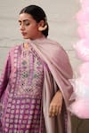 Saundh_Purple Kurta And Pant 100% Cotton(cambric) Printed Floral Kaur Anarkali Set _Online