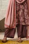 Saundh_Brown Kurta And Pant 100% Cotton(cambric) Printed Floral V Neck Mahi Set _at_Aza_Fashions