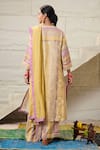 Shop_Saundh_Yellow Kurta Linen(viscose) Printed Geometric Round Jyot Pyjama Set _at_Aza_Fashions